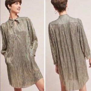 NWT Sabina Musayev Anthropologie gold Eugene dress